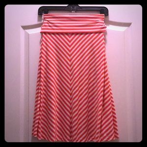 Coral chevron midi skirt